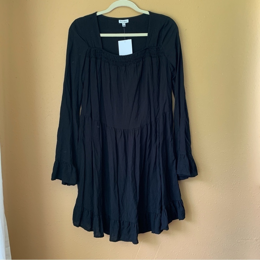 Love Fire Black Ruffle Flouncy Mini Dress